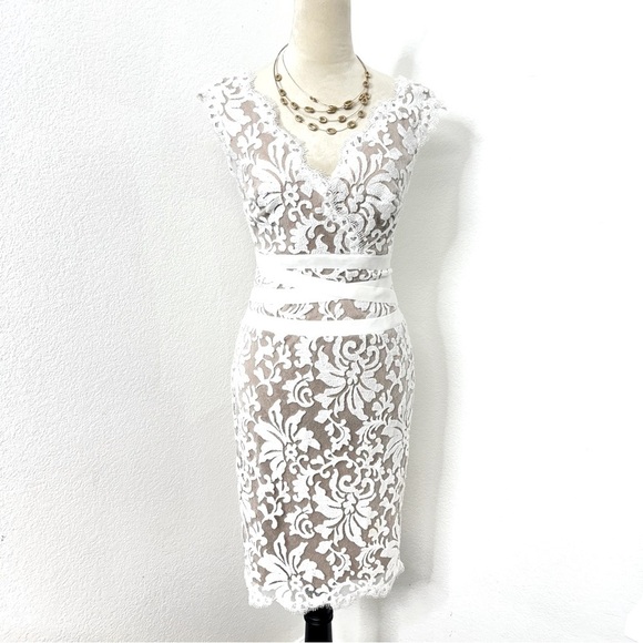 Tadashi Shoji Embroidered Lace Sheath Dress Size 0 - Picture 6 of 16